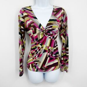 Vintage Y2K Geometric Blouse Size Large Whimsical Fairycore Early 2000s